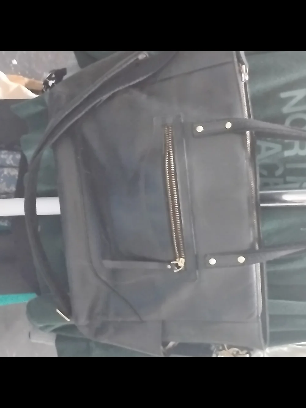 Black Laptop Tote Bag with Front Zip Pocket - Unbranded